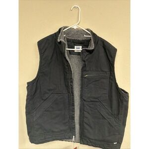 Men's Lee Premium Select Workwear Canvas Vest XL Warm Sherpa Lined Black NWT